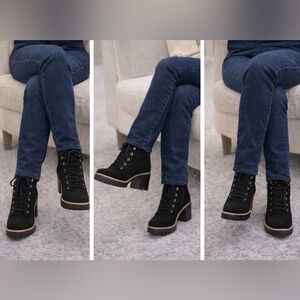 Jennifer Lopez Black Suede Lace-Up Boots